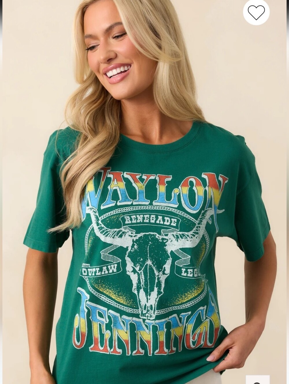 Daydreamer Green Waylon Jennings Skull Graphic Tee